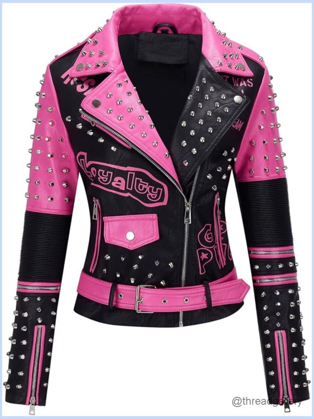 Faux Leather Studded Moto Biker Jacket Women Cropped